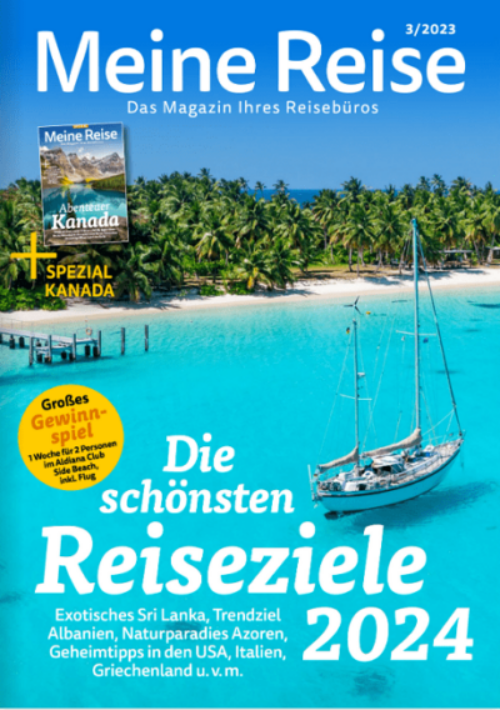 Reisebüro Wache Erfurt; zu sehen: Coverbild des Reisemagazins 